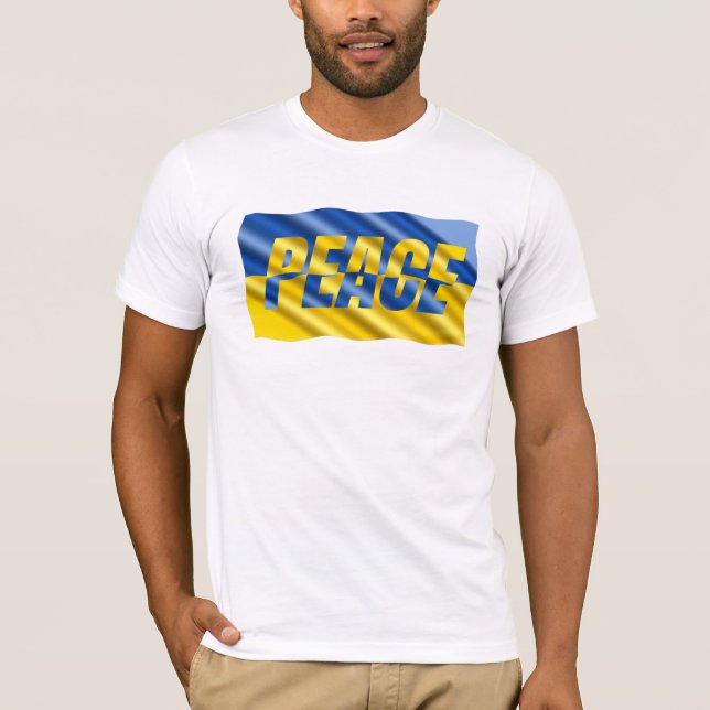 Camiseta Peace sem guerra da Ucrânia Flag inspirado em azul (Frente)