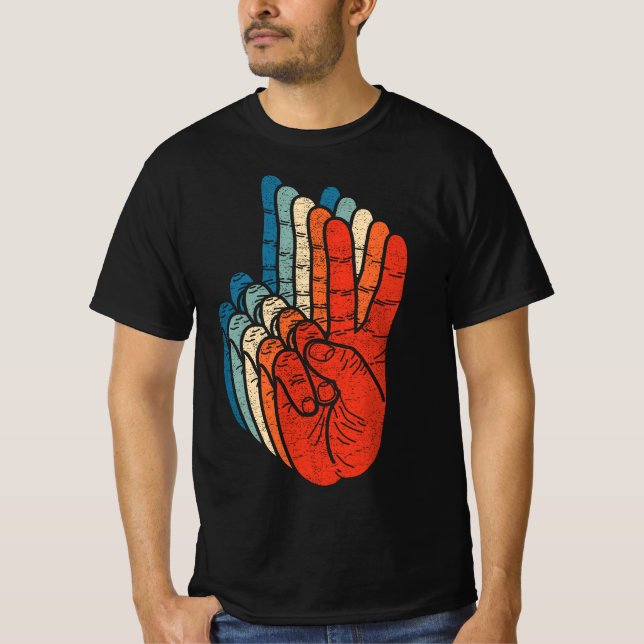 Camiseta Peace Sign Hand Sign Language ASL Grunge Cool Hand (Frente)