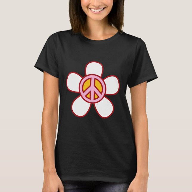 Camiseta PEACE SIGN LOVE 60s 70s Groovy Hippie Costume Hall (Frente)