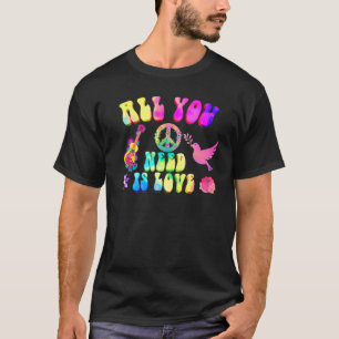 Camiseta PEACE SIGN LOVE 60s 70s Tie Dye Hippie Costume Gro