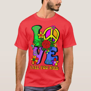 Camiseta PEACE SIGN LOVE 60s 70s Tie Dye Hippie Costume Hal