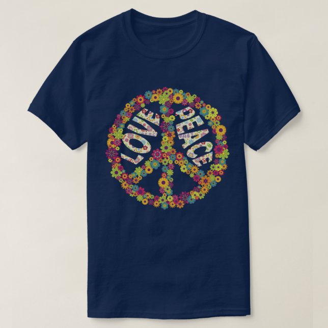 Camiseta PEACE SIGN LOVE 960s 90s Shirt Tie Dye Groovy Hipp (Frente do Design)