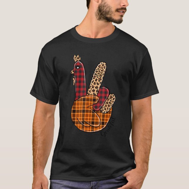 Camiseta Peace Sign Turkey Grateful Turkey Hand Sign Thanks (Frente)