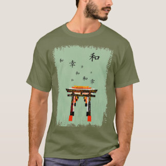 Camiseta Peace Torii (no vermilhão, preto, branco e ouro)