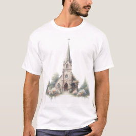 Camiseta Peaceful Country Church – Watercolor with Floral A