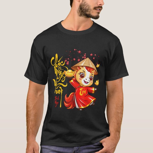 Camiseta Peach Blossom Vietnamese Lunar New Year Horse 2026 (Frente)