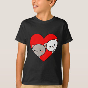 Camiseta Peach Cartoon Love Goma Cat Day Heart