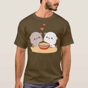 Camiseta Peach e Goma Mochi Ramen Comendo Gato