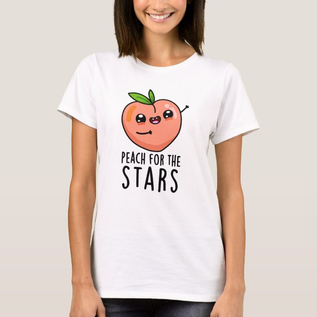 Camiseta Peach For Stars Engraçado Fruta Pun (Frente)
