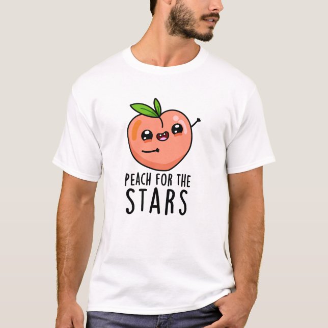 Camiseta Peach For Stars Engraçado Fruta Pun (Frente)