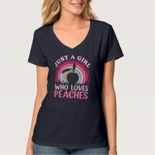 Camiseta Peach Fruta Lover Vintage Apenas Uma Menina Que Am