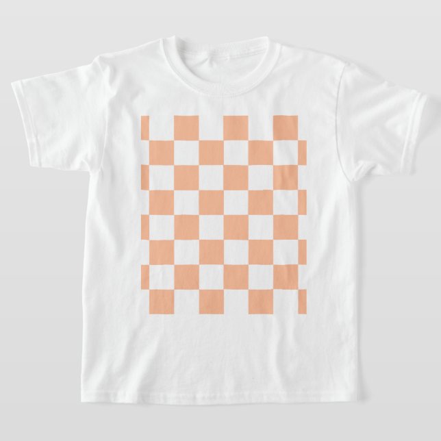 Camiseta Peach Fuzz Verificado Padrão Gingham (Postura )