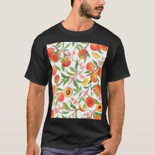Camiseta Peach Tropical Fruta Vintage Pattern.