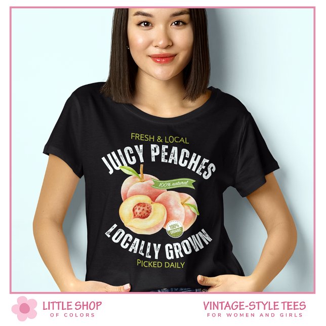 Camiseta Peaches de Fruta do Estilo Vintage (Criador carregado)
