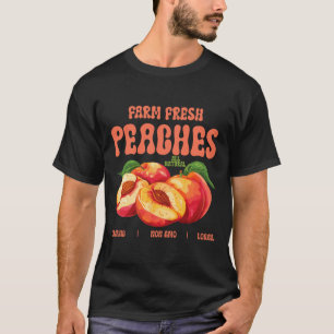 Camiseta Peaches Frescos de Fazenda de Verão Frescos Orgâni