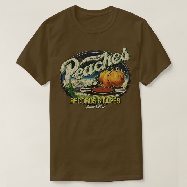 Camiseta Peaches Records Tapes 1975 Baseball TShirt (Frente do Design)