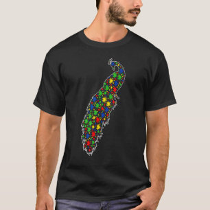 Camiseta Peacock Animais Peças de Quebra-Cabeça Conscientiz