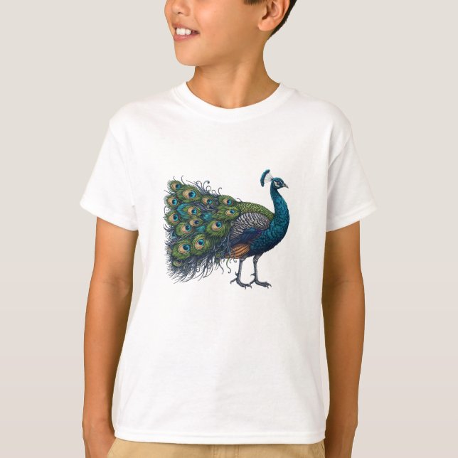 Camiseta Peacock bird Kids Basic T Shirt (Frente)