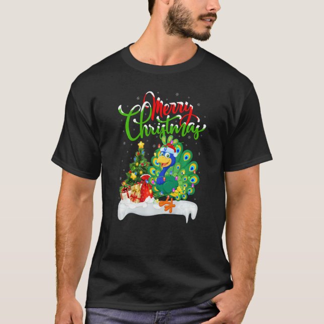 Camiseta Peacock Bird  Xmas Decorations Santa Peacock Chris (Frente)