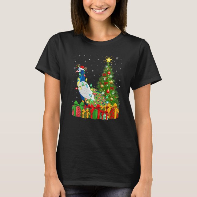 Camiseta Peacock Bird  Xmas Holiday Santa Peacock Christmas (Frente)