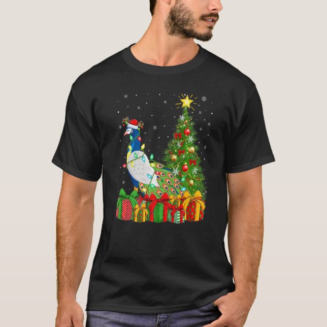 Camiseta Peacock Bird  Xmas Holiday Santa Peacock Christmas (Frente)