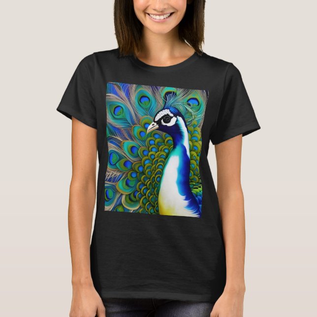 Camiseta Peacock Branco Azul e Verde (Frente)