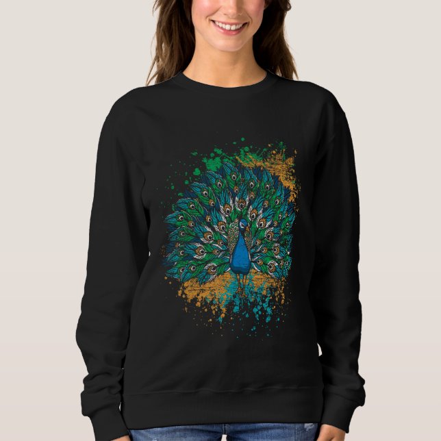 Camiseta Peacock de Cauda Colorida Decorativa (Frente)