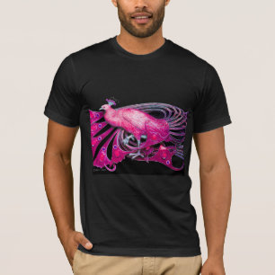 CAMISETA PEACOCK ELEGANTE EM PINCO, FUCHSIA, PRETO