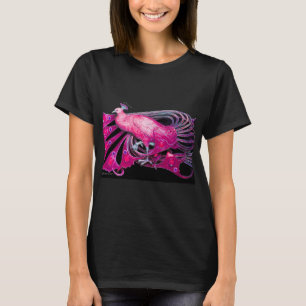CAMISETA PEACOCK ELEGANTE EM PINCO, FUCHSIA, PRETO