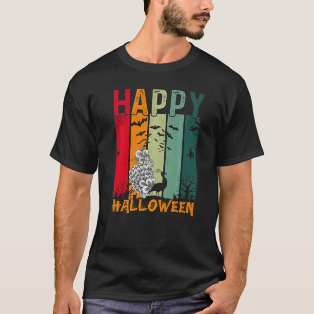 Camiseta Peacock Girls Boys Retro Style Janto de Halloween  (Frente)