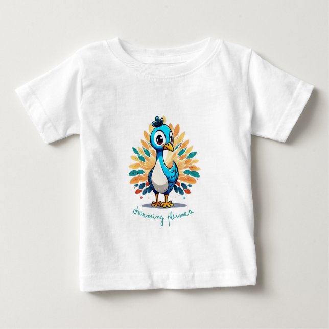 Camiseta Peacock Majestoso com Cauda Colorida (Frente)