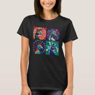 Camiseta Peacock Pop: Ilustração de Animais Coloridos