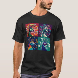 Camiseta Peacock Pop: Ilustração de Animais Coloridos