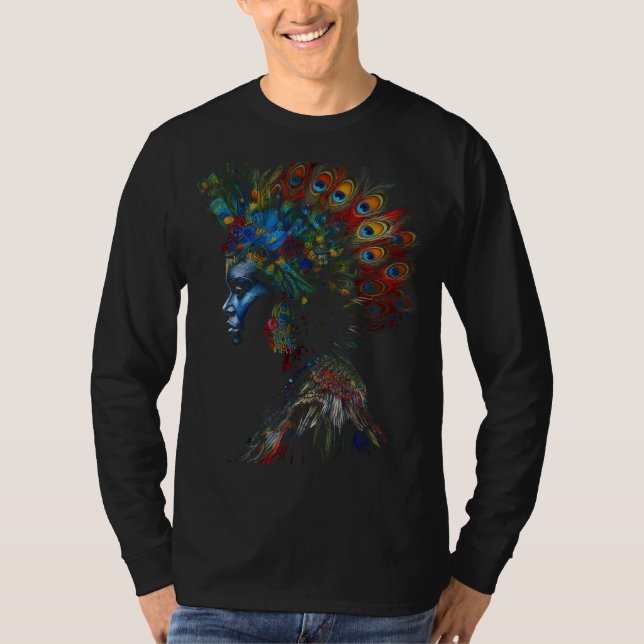 Camiseta Peacock Trabalho de arte Animal Motif Peacock (Frente)
