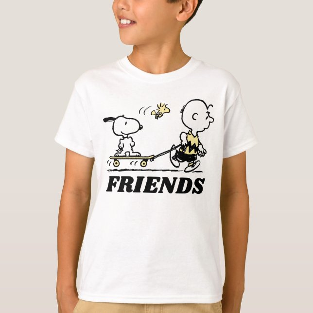 Camiseta PEANUTS | Embarque de Skate para Amigos (Frente)