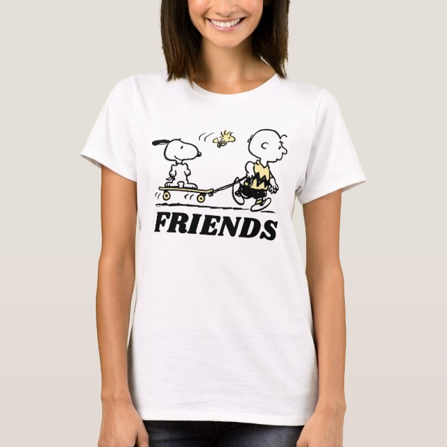 Camiseta PEANUTS | Embarque de Skate para Amigos (Frente)