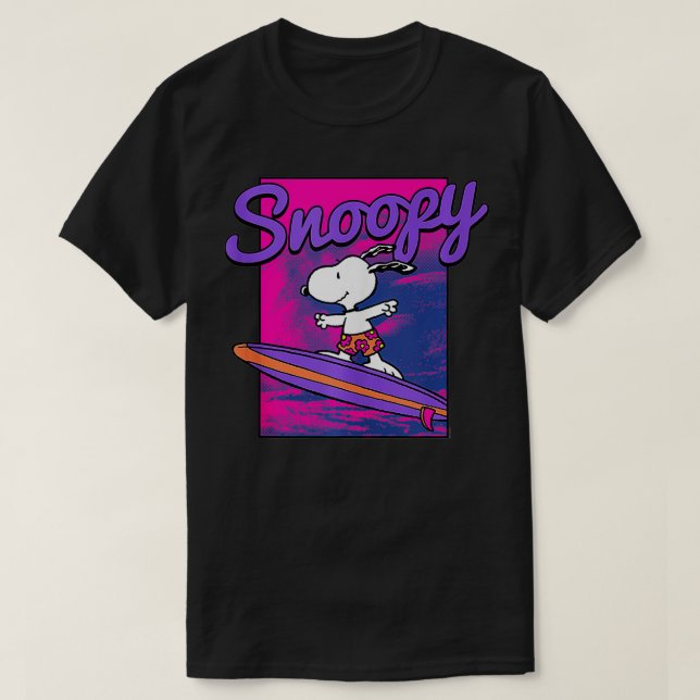 Camiseta Peanuts Neon Surfing (Frente do Design)