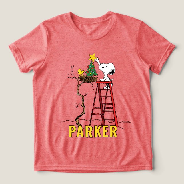 Camiseta Peanuts | Snoopy & Woodstock Christmas Tree (Design frontal)