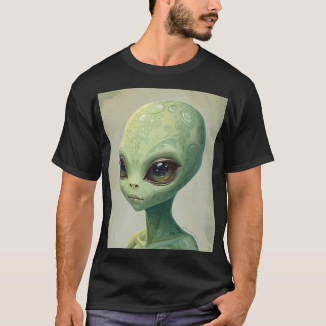 Camiseta Pear Alien – Minimal Funny Fruit Art (Frente)