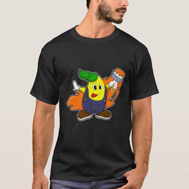 Camiseta Pear como Pincel com Pincel de Tinta (Frente)