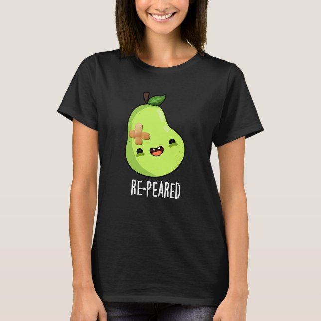 Camiseta Pear Fruta Engraçada Escuro BG (Frente)
