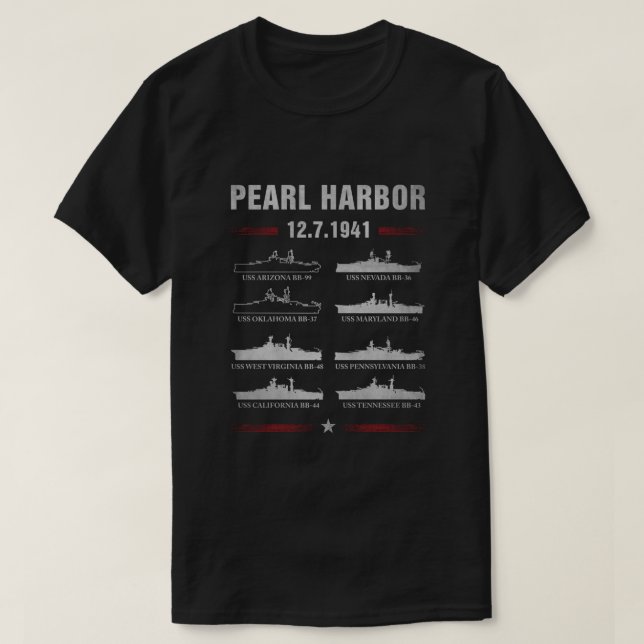 Camiseta Pearl Harbor Battleship Memorial Day Dezembro (Frente do Design)