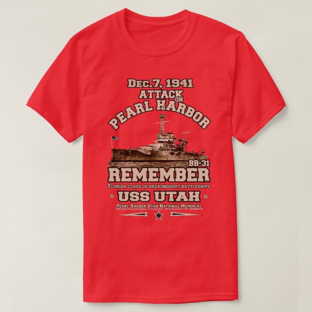 Camiseta Pearl Harbor USS Utah BB31 (Frente do Design)
