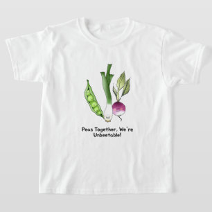 Camiseta Peas e Veggie, melhores amigos, trocadilhos