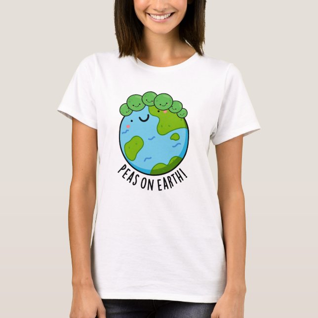 Camiseta Peas Na Terra Engraçado Veggie Peace Pun (Frente)