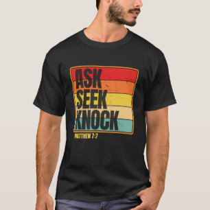 Camiseta Peça Busque Bata Mateus 77 Homens Mulheres Cristão