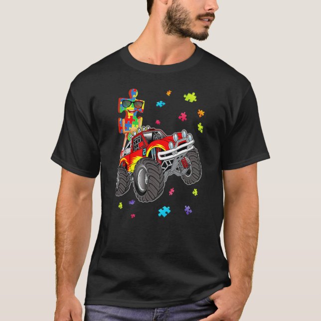 Camiseta Peça de Carro de Puzzle de Caminhão Monstro Consci (Frente)