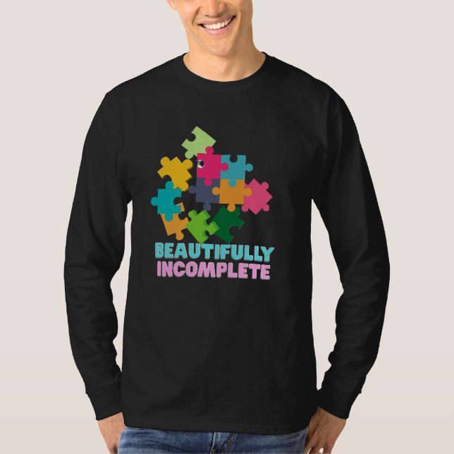 Camiseta Peça de Puzzle Colorida Maravilhosamente Incomplet (Frente)