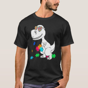 Camiseta Peça de Puzzle de Dinossauro Conscientização do Au