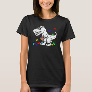 Camiseta Peça de Puzzle de Dinossauro Conscientização sobre